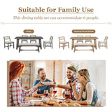 Wood Dining Table Set for 6 with 4 Chair & Bench, 6-Piece Rectangular Kitchen Table Set with 4 Upholstered Chairs & Bench Retro Dining Room Set for Dining Room (Natural Wood Wash) Harper & Bright Designs