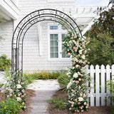 WISLAS 7FT Heavy Duty Steel Garden Arbor with Side Garden Trellis, Rust-Resistant Powder Coated Wedding Arch Archway for Backyard, Vine Plants & Outdoor Decor - Includes Ground Stakes & Easy Assembly WISLAS