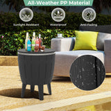 CHEFJOY 10 Gallon Cooler Table, Cool Bar Table with Height Adjustable Tabletop & Drainage Plug, 3-in-1 Cocktail Drinks & Wine, Outdoor Cooler Side Table for Backyard, Party, Poolside (Black) CHEFJOY