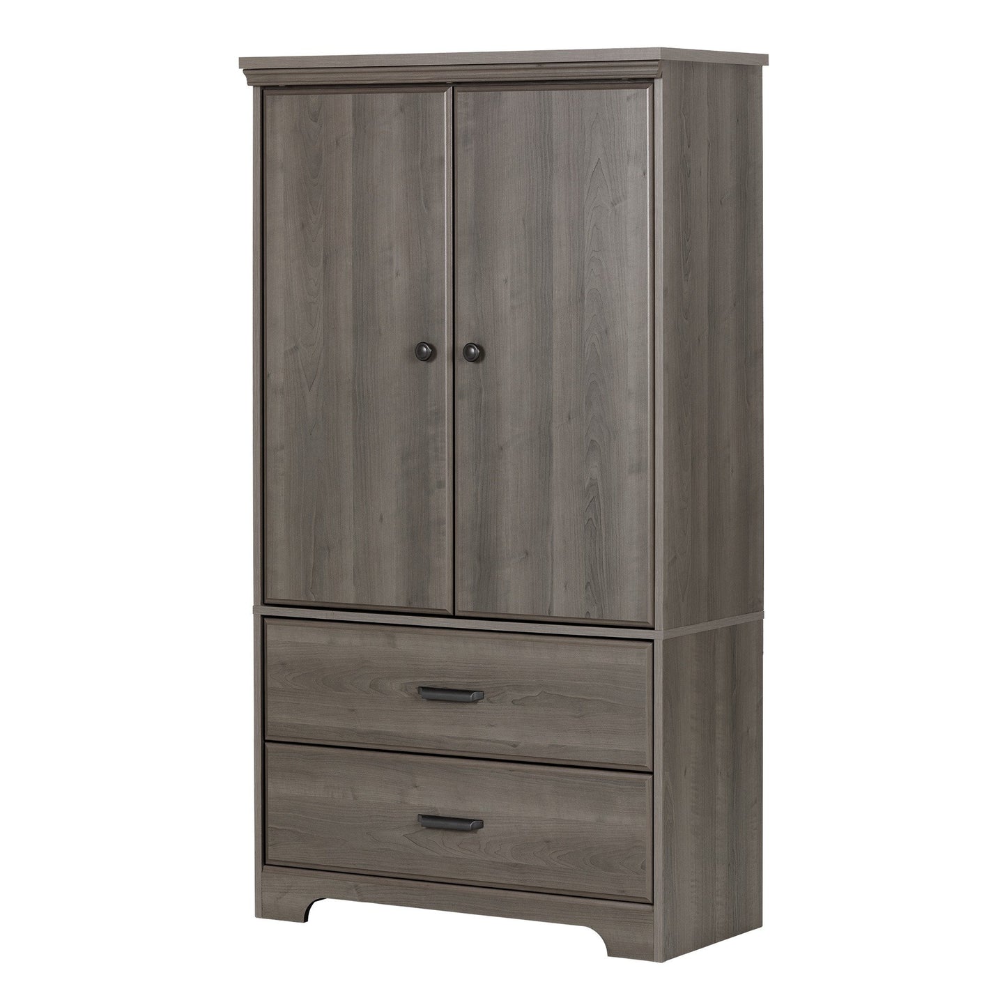 South Shore Versa 2-Door Armoire with Drawers, Gray Maple - WoodArtSupply