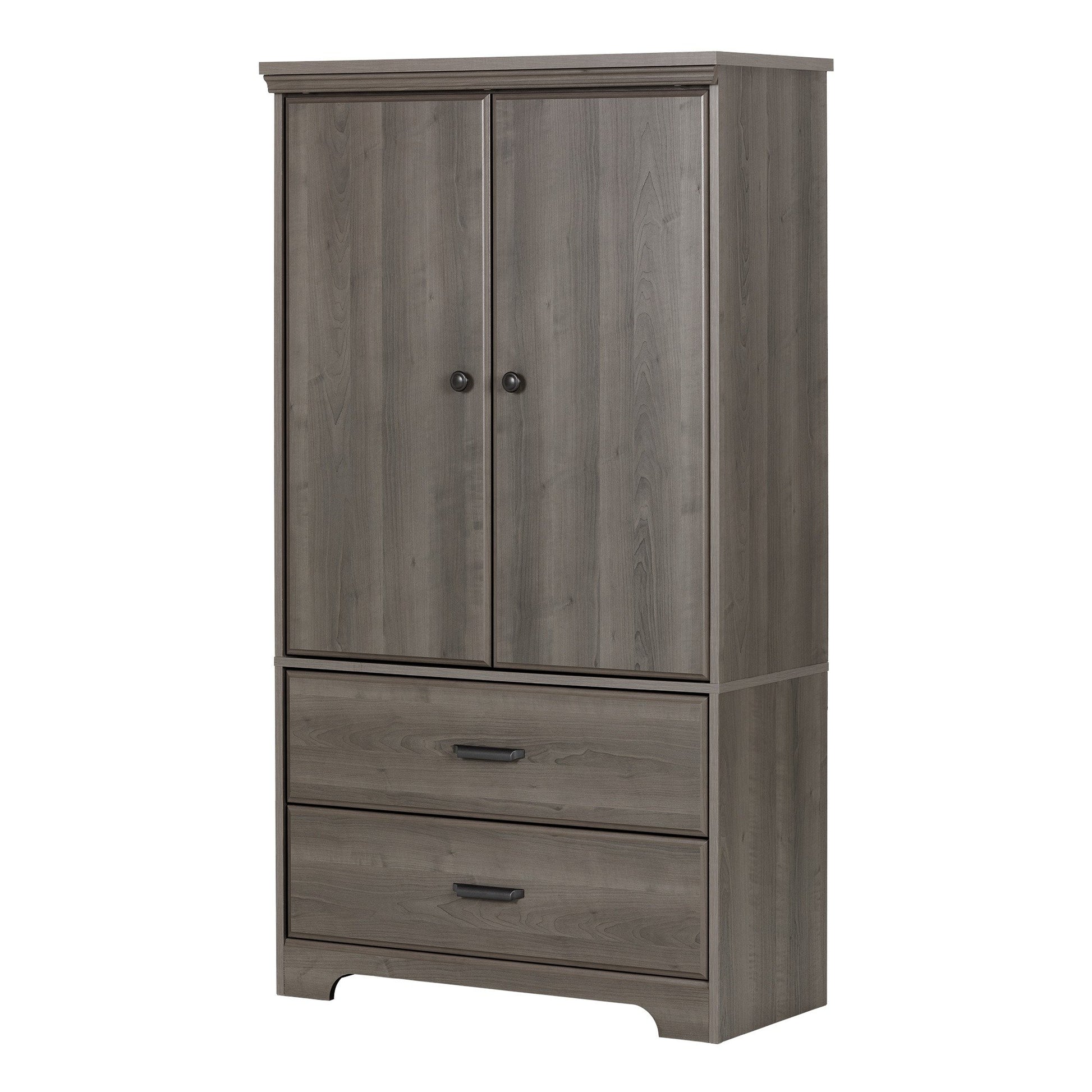 South Shore Versa 2-Door Armoire with Drawers, Gray Maple - WoodArtSupply