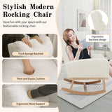 HCHAIRH Rocking Chair Nursery, Sherpa Nursing Rocking Armchair for Mom Nursery Morden Rocker Chair with High Backrest for Living Room,Bedroom,Teddy White HCHAIRH
