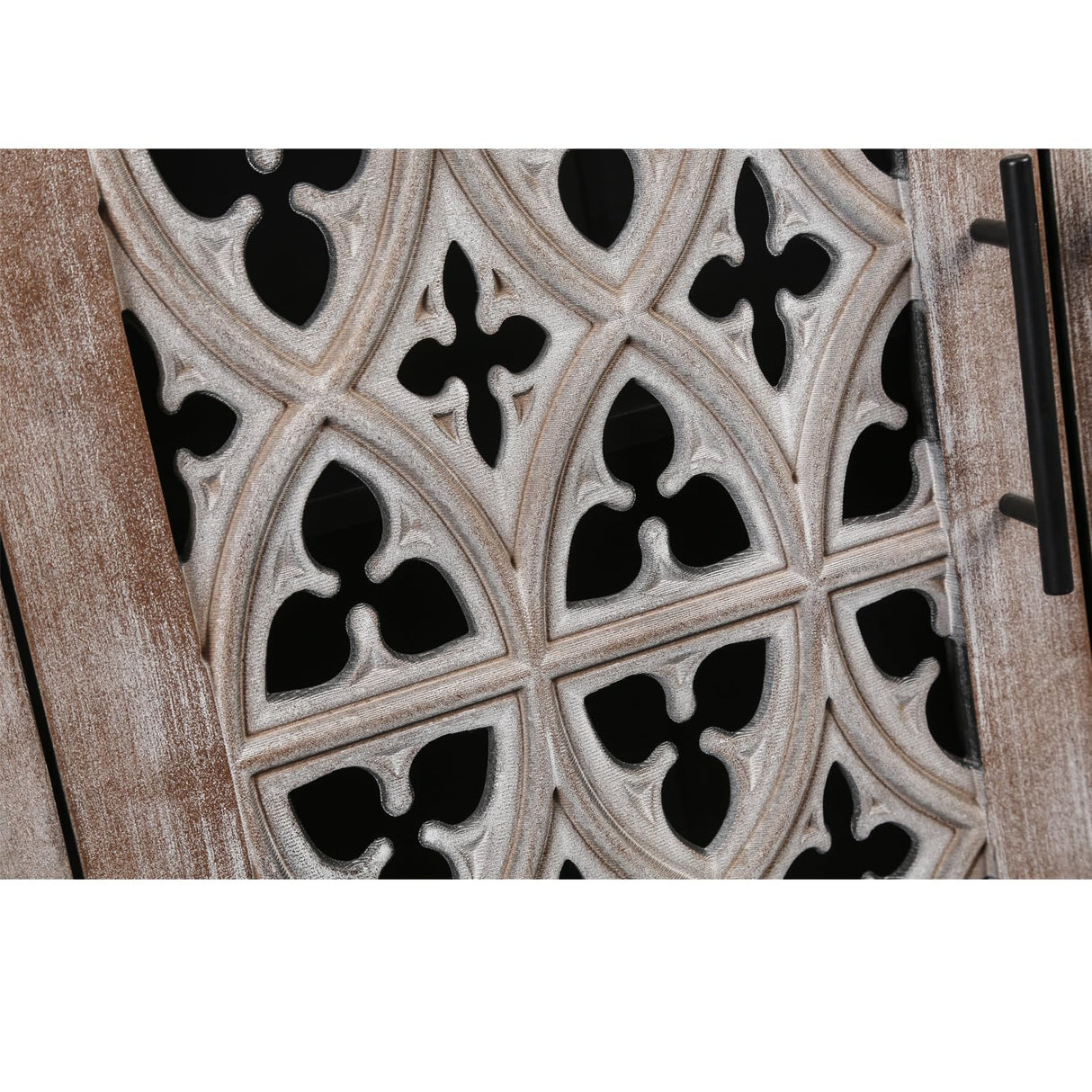 LKTART 59.8" Antique Brown Sideboard Buffet Storage Cabinet Hollow Four Door Antique Cabinet American Country Style Suitable for Living Room Kitchen Hallway LKTART