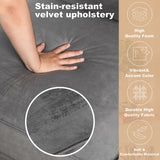 Vongrasig 5 Pieces Sectional Couch Modular Sofa with Reversible Chaise 116" Velvet L-Shaped Couch Sofa 4-seat Modular Large Sectional Couch with Ottoman for Living Room, Upholstered Cushion (Grey) Vongrasig