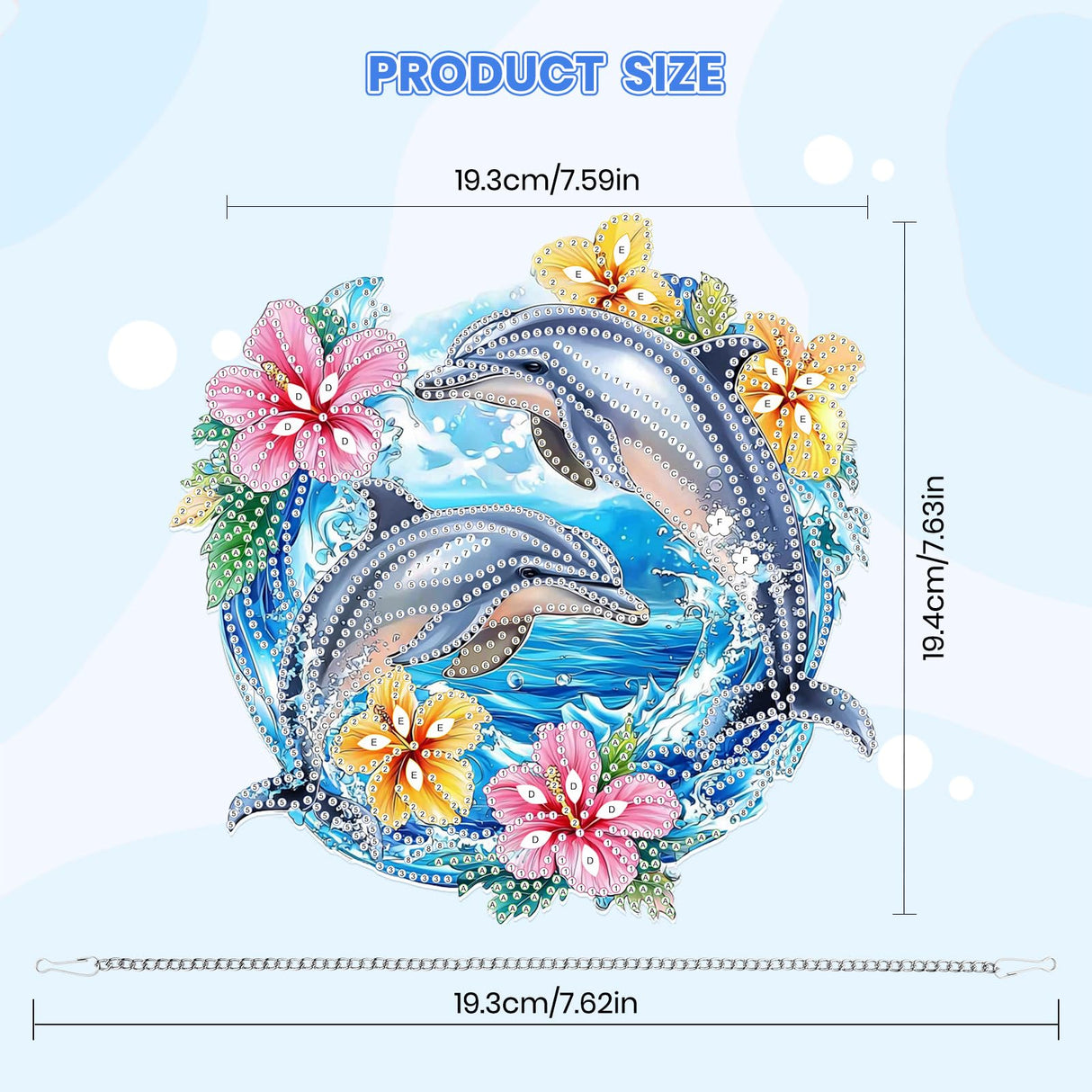 MOGTAA Dolphin Diamond Art Hanging Pendant Kits, 5D Special Shape Diamond Art Kits for Adults, Crystal Rhinestones Flowers Diamond Painting Gem Art for Home Garden Wall Decor MOGTAA