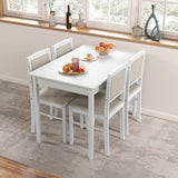 Tangkula Dining Table Set for 4, Farmhouse Solid Wood Dinette Set w/Rubber Wood Legs, Upholstered Seat & Padded Backrest, Mid-Century Modern Dining Table and Chairs Set for Kitchen, Dining Room Tangkula