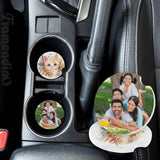 Framendino, 16 Pack Ceramic Car Coasters Sublimation Blanks 2.6" Blanks Sublimation Coasters Cupholders Cup Coaster with Finger Notch for Keeping Drink Spill Framendino