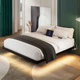 Einhomn Floating Queen Bed Frame with Smart LED Lights & Charging Station – Black Metal Platform, No Box Spring Needed Einhomn
