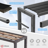 Mr IRONSTONE Outdoor Bar Table 53'' Patio Table Pub Height Dining Table with Waterproof Top and Hammer Finish Stand for Hot Tub, Garden, Backyard Mr IRONSTONE