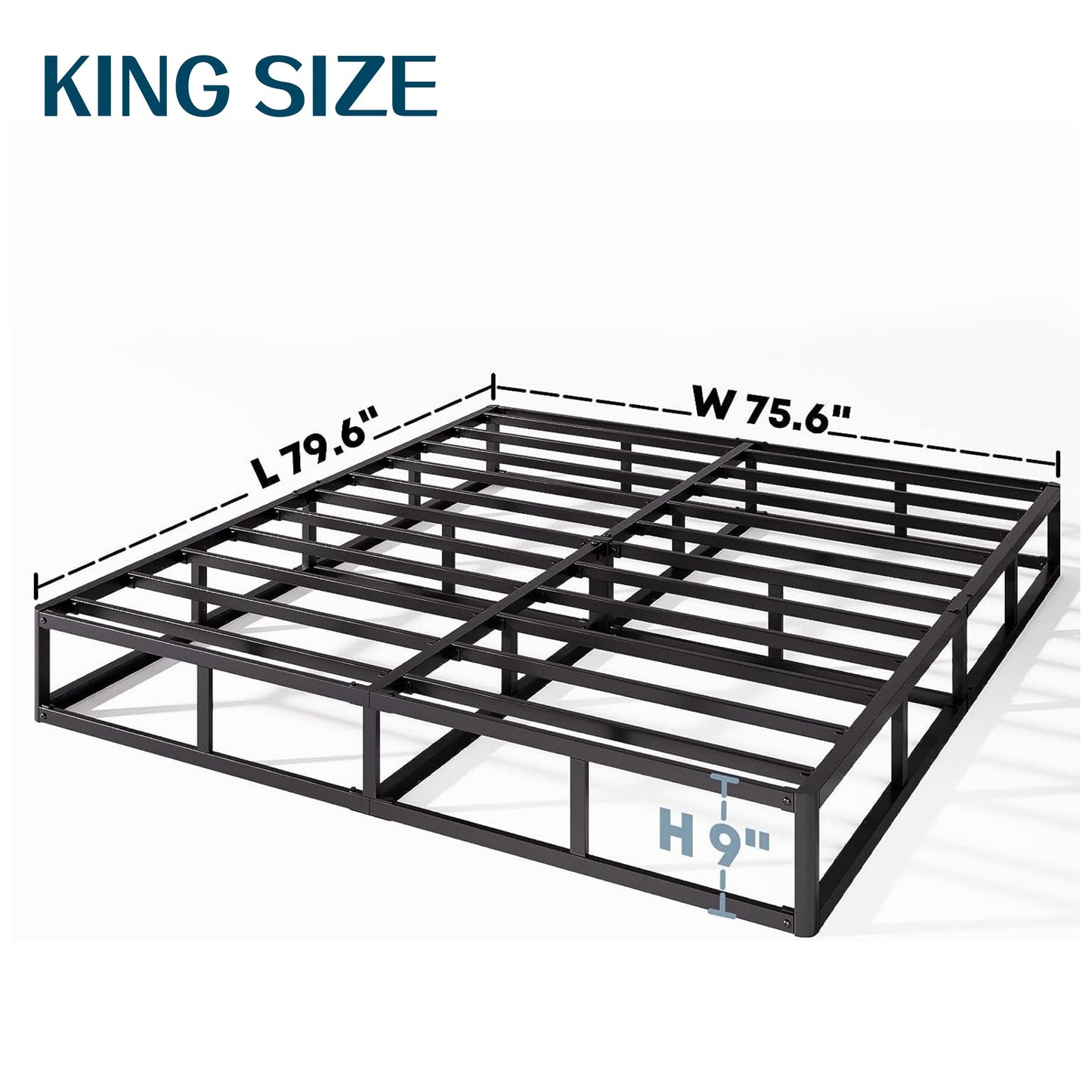 EZBeds King 9 Inch Metal Box Spring, Mattress Foundation with Fabric Cover, Easy Assembly, Noise Free, Non Slip