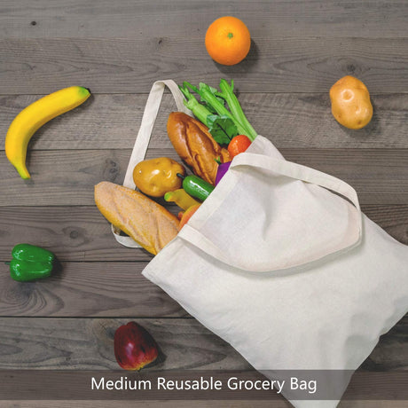 TOPDesign 12-Pack Economical 16"x15" Cotton Tote Bag, Lightweight Medium Reusable Grocery Shopping Cloth Bag, Suitable for DIY, Advertising, Promotion, Gift, Activity TOPDesign