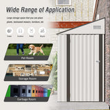 4x8 ft Lean to Shed, Outdoor Storage Shed with Lockable Door and Vents, Metal Storage Shed with 6 Vents, Outside Garden Tool Shed for Backyard, Patio, Wall Side Design (White) ACLULION