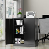 AFAIF Metal Storage Cabinets with Locking Doors&2 Adjustable Shelves, Lockable Steel Office Cabinet, Black Counter Cabinet Small Locking Cabinet Locked Tool Cabinet for Home, Office, Garage, Hallway AFAIF