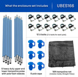 Machrus Upper Bounce Trampoline Safety Enclosure Set for 8 FT 10FT 12FT 13FT 14FT 15FT 16FT Frames - Includes Net, Poles & Hardware - Installs Inside Frame Upper Bounce