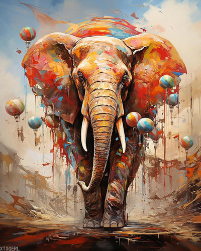XTXGERL Elephant Paint by Numbers Kit for Adults Beginner, DIY Elephant Paint by Numbers for Adults, Easy Canvas Without Frame Home Wall Decor 16x20 in