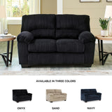 Signature Design by Ashley SimpleJoy Modern Loveseat for Living Room, Black Signature Design by Ashley