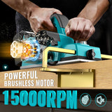 Cordless Electric Hand Planer: 3-1/4-Inch Handheld Planer for Makita 18V Battery (No Battery) - 15000 RPM Power Wood Planer for Woodworking, Carpentry, and Home DIY - Includes Blades and Edge Guide MtiolHig
