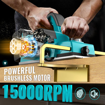 Cordless Electric Hand Planer: 3-1/4-Inch Handheld Planer for Makita 18V Battery (No Battery) - 15000 RPM Power Wood Planer for Woodworking, Carpentry, and Home DIY - Includes Blades and Edge - WoodArtSupply