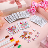 Realspring 24 Pack Color Your Own Valentine's Day Jigsaw Puzzles for Kids Coloring DIY Valentine Day Puzzle Paper Party Favors Gift Valentines Classroom Activities Educational Puzzles Jigsaw Game Toy Realspring