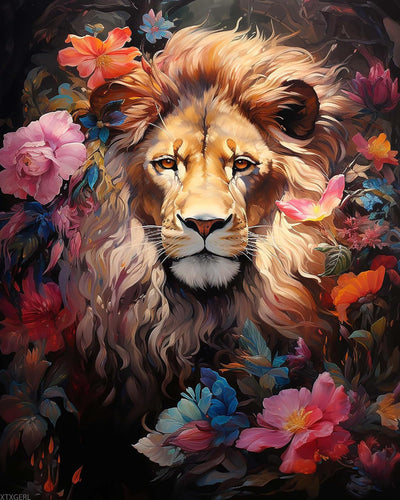XTXGERL Paint by Numbers Lion for Adults, Acrylic Oil Painting by Numbers Kits for Beginner with Paintbrushes Brushes Paintwork Art Canvas for Home Decor 16x20 inch / 40x50 cm