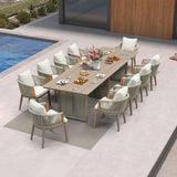 PURPLE LEAF Outdoor Dining Set for 10, Aluminum Outdoor Patio Table and Chairs Set with Olefin Cushions, 11 Pieces Patio Furniture Set for Garden or Deck, Beige PURPLE LEAF