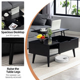 Finnhomy Lift Top Coffee Table with USB Type-C Charging Station, LED Lights and Power Outlet, 3-in-1 Multifunctional Table with Hidden Compartment and Large Storage, for Living Room Home Office, Black Finnhomy