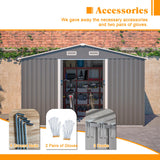 10x8 FT Sheds & Outdoor Storage Garden Metal Shed with Floor Frame Lockable Sliding Door and Air Vents Heavy Duty Shed with Air Vents Waterproof Roof Ideal for Backyard Patio Lawn Dark Gray RocVanc