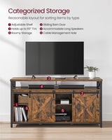 VASAGLE TV Stand for 65 Inch TV, Entertainment Center, TV Table and Console, TV Cabinet with Adjustable Shelves, Industrial Design, Rustic Brown and Black ULTV071B01 VASAGLE