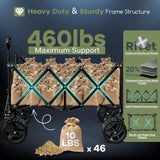 Hikemoon Collapsible Wagon Cart Foldable, 460LB Weight Capacity 220L Heavy Duty Folding Beach Wagon with Big All-Terrain Wheels, Utility Wagon for Groceries, Shopping, Garden, Sports, Camping, Black HIKEMOON