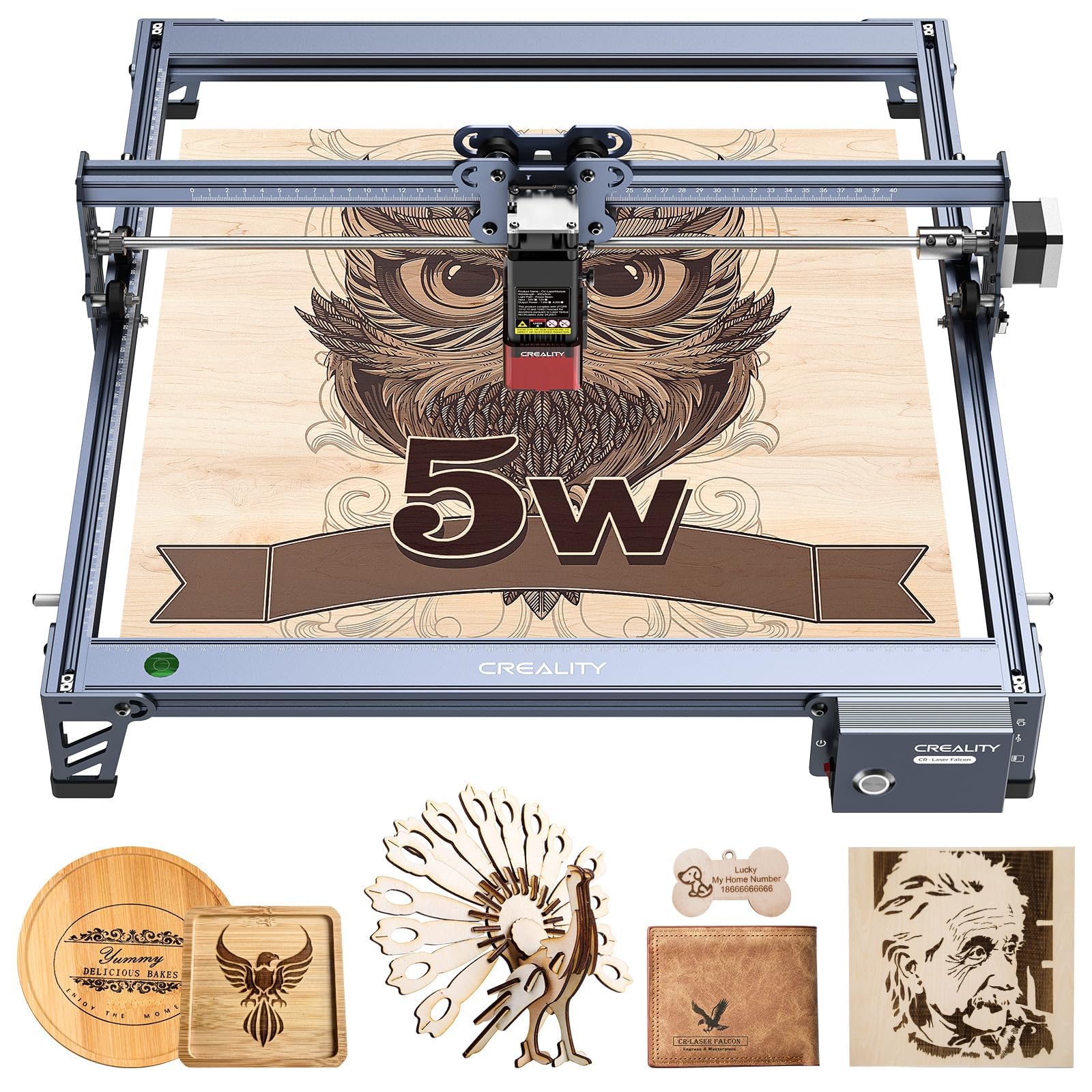 Creality Falcon 5W Laser Engraver, 72000mW Output Power Efficient Laser Engraving Machine, 10W Laser Cutter, CNC Machine for Wood, Metal,Paper, Acrylic, Leather - WoodArtSupply