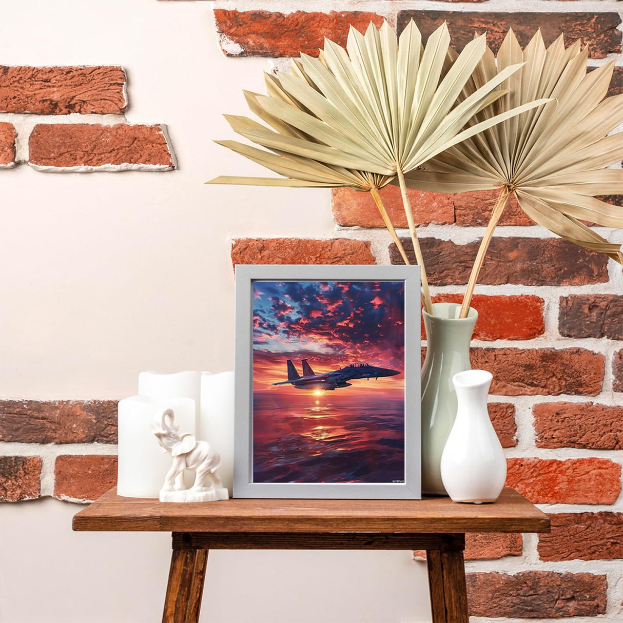 QLTBPVJK Fighter Sunset Diamond Painting Kits for Adults, Airplane Diamond Painting Art Kit for Adult, DIY Full Drill Gem Art with Diamonds for Relatives and Friends Home Wall Decor Gifts 12x16 Inch QLTBPVJK