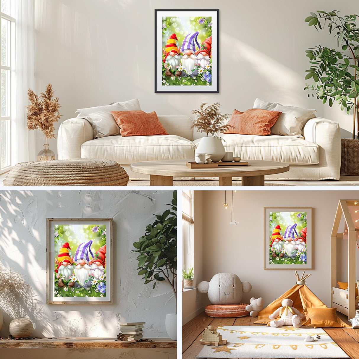 NAIMOER Gnomes Diamond Painting Kits for Adults, DIY 5D Diamond Painting Spring, Full Drill Gnomes and Flowers Diamond Art Kits Perfect for Relaxation and Home Wall Decor 30x40cm NAIMOER