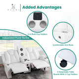 Naomi Home Chicago Power Loveseat Recliner Sofa & Home Theater Seating with Wireless Charging Electric Recliner RV Sofa with USB/Cup Holders/Storage/LED Light/Speaker, White/Air Leather Naomi Home
