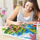 JOOZ Large Landscape Diamond Art Kits for Adults - 5D Extra Large Lake House Diamond Painting, DIY Full Drill Mountain Landscape Diamond Art Painting Kits, Gem Art Kits for Wall Decor 27.5x15.7 Inch JOOZ