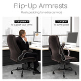 NEO CHAIR Ergonomic Office Chair PU Leather Executive Chair Padded Flip Up Armrest Computer Chair Adjustable Height High Back Lumbar Support Wheels Swivel for Gaming Desk Chair (Brown) NEO CHAIR