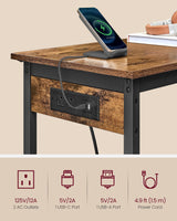 VASAGLE Bar Table, Narrow Long Kitchen Dining Table with Charging Station, Sturdy Metal Frame, Industrial, 15.7 x 47.2 x 35.4 Inches, Rustic Brown and Ink Black ULBT121K01 VASAGLE