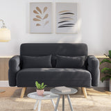Yaheetech 46" Small Modern Fabric Sofa Loveseat Mid Century 2 Seater Sofa Couch with Lumbar Pillows, Solid Wood Legs for Small Space, Dorm, Office, Bedroom, Dark Gray Yaheetech