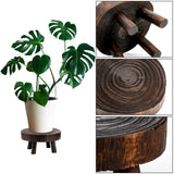 TOPZEA Set of 2 Mini Wooden Stool Display Stand, Wood Riser for Bonsai, Flower Pot, Small Potted Plant Stands Round Rustic Planter Stools Pedestal Risers for Garden, Patio, Home TOPZEA