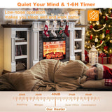 Naice 70" Electric Fireplace with Mantel and Cabinets, Fireplace TV Stand for Living Room Bedroom, Stacked Stone Surround and Remote Control 3D Realistic Flame Naice