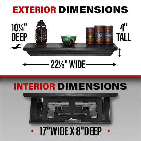 Tactical Traps Patriot 35S Compact Gun Shelf with Trap Door | Compact Firearm Storage with RFID Lock | Easy Installation | Secure & Safe Compartment | 22 ½ ” X 10 ¼” X 4” - Ebony Tactical Traps
