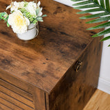 HOOBRO Cat Litter Box Enclosure, Hidden Cat Litter Box Furniture with Louvered Door, Spacious Hidden Cat Washroom with Divider, Cat Furniture Cabinet, 31.5"L x 17.7"W x 18.1"H, Rustic Brown BF07MW01 HOOBRO