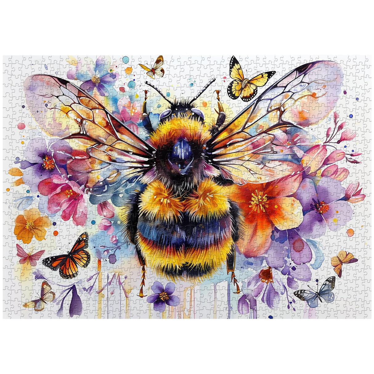 Flowers Bee Puzzles for Adults 1000 Pieces, Garden Bee Butterfly Jigsaw Puzzles, Nature Plant Impossible Animal Art Puzzle as Bee Home Decor PPuzzling