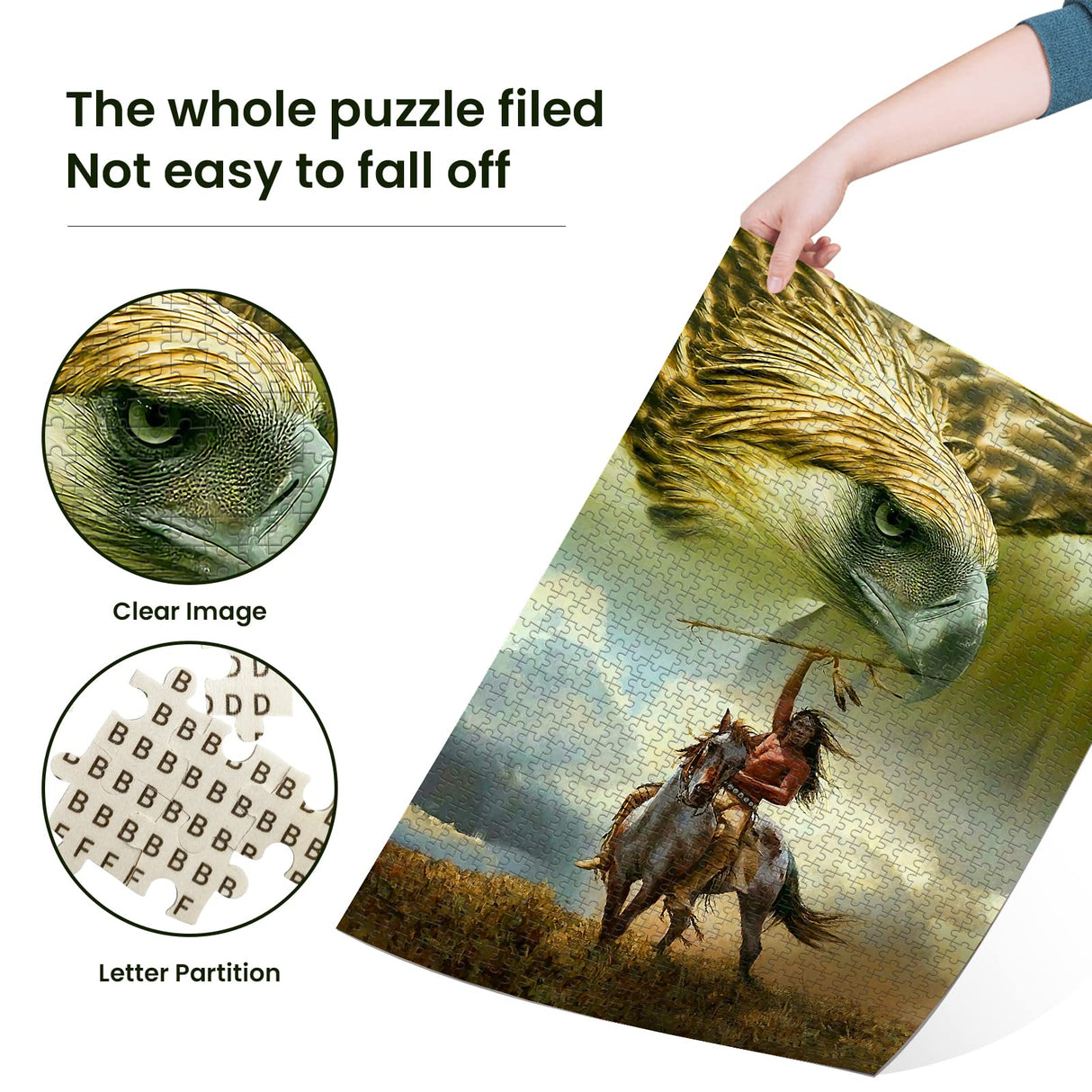 MAIYOUWENG 1000 Piece Wooden Puzzles for Adults Family Elderly or Kids, Warrior and Animal Puzzle Game for Parent-Child, Funny 1000 Piece Native American Jigsaw Puzzle Toy Gift for Friend Wife Mom MAIYOUWENG