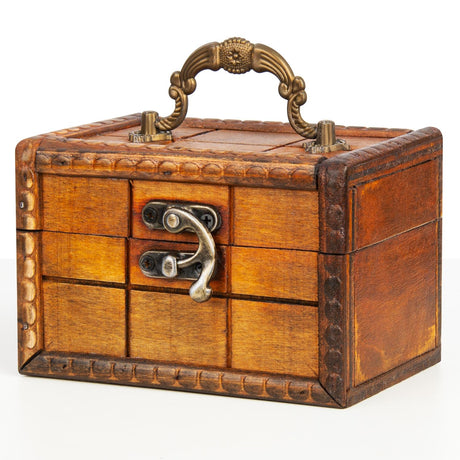 Xisakaca Vintage Wooden Jewelry Boxes, Retro Handmade Decorative Treasure Trinket Chests Storage Organizer, Wood Gift Holder Case Box for Ring Earrings Necklace Keepsake Ceremony Ladies 4.7" (Brown) Xisakaca