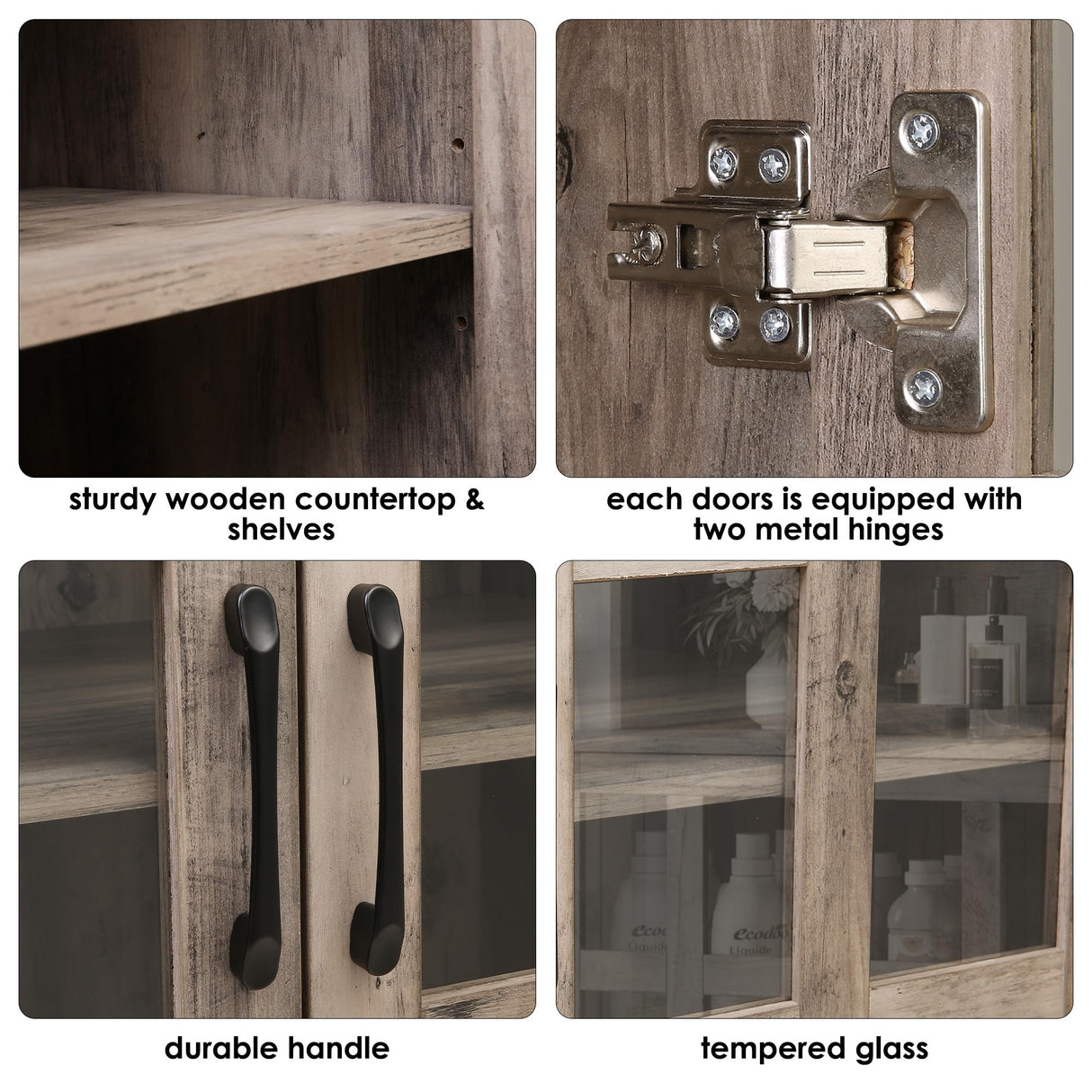 Keyluv Kitchen Pantry Storage Cabinet 71" Tall Freestanding Pantry Cabinet, Farmhouse Glass Door Buffet with Oven Countertop, Large Wood Hutch for Kitchen, Living Room and Dining Room, Rustic Keyluv