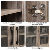 Keyluv Kitchen Pantry Storage Cabinet 71" Tall Freestanding Pantry Cabinet, Farmhouse Glass Door Buffet with Oven Countertop, Large Wood Hutch for Kitchen, Living Room and Dining Room, Rustic Keyluv