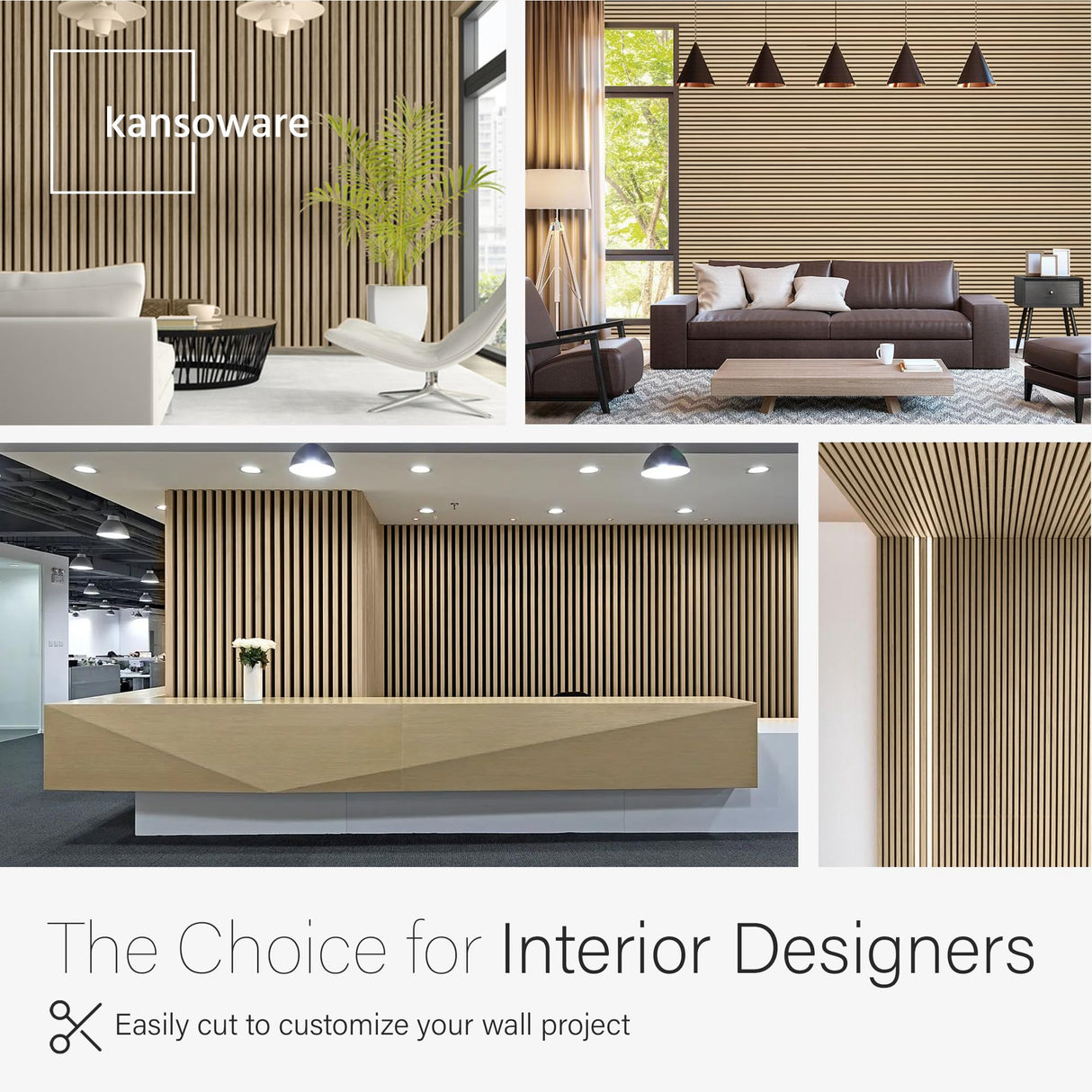Kansoware Two Acoustic Wood Wall Veneer Slat Panels - Natural Oak | 94.49 x 12.6" Each | 16.54 sq ft. Coverage | Use for Soundproof Paneling, Interior Design, Outdoor Space, Van Restorations Kansoware