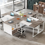 Tribesigns L-Shaped Executive Desk with Reversible File Cabinet, 63" Office Desk with Storage Drawers, L-Shaped Computer Desk with Drawer Cabinet for Hanging Letter Size Files,Gray & White Tribesigns