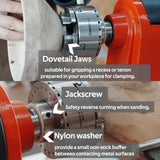 BMWOOD CK100 3.75" 4-Jaw Chuck Thread 1"x8TPI With Dovetail Jaws, Wood Screw, Two Nylon Washers, Square Key, Hex Key for Woodlathe Woodturning BMWOOD