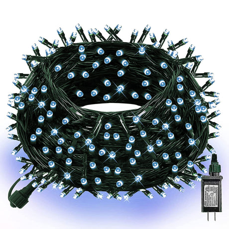 Dazzle Bright 300 LED Christmas String Lights, 100 FT Connectable Waterproof String Lights Green Wire with 8 Modes, Christmas Decorations for Indoor Outdoor Xmas Party Yard Garden (White) Dazzle Bright